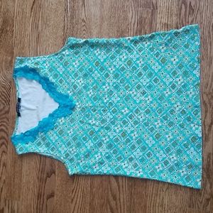 (M) Jones Studio 100% Cotton Lace Collar Printed Tank Top